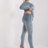 Šedomodrý viskózový velurový komplet Jeanne Plus size – DALANA