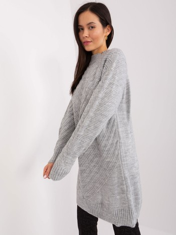Šedý oversize svetr JELKA s plastickým vzorem