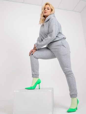 Šedý melírovaný plus size komplet s kapsami – ARTEMIDA