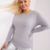 Šedý hladký plus size svetr LARYSA