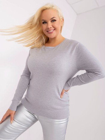 Šedý hladký plus size svetr LARYSA