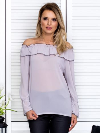 Šedá šifonová halenka LYSAVERA s volány