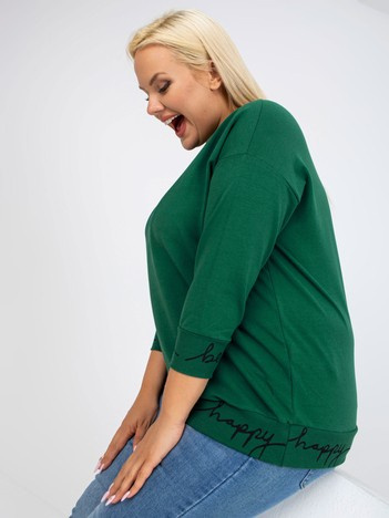 Zeleno-černá plus size mikina Charliza bez kapuce – CIRARA