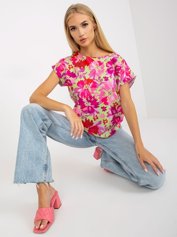 Růžová letní halenka BLOOMELLE s květinami
