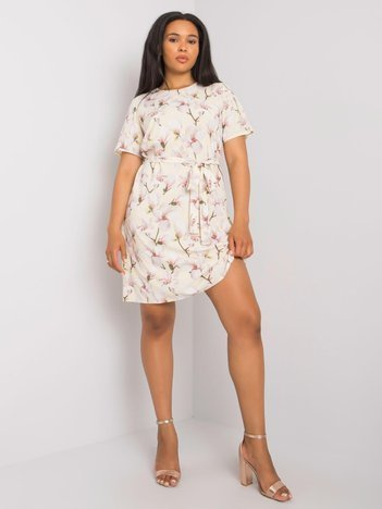 Světle žluté vzorované plus size šaty CELENE
