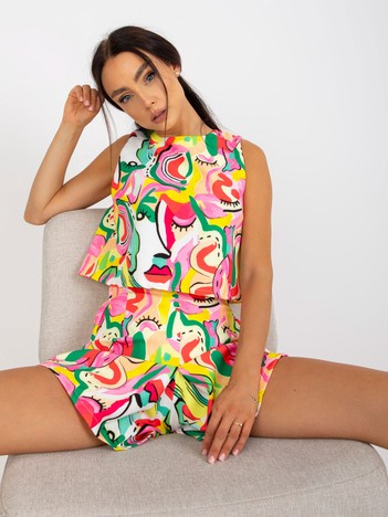 Žlutý vzorovaný komplet se šortkami ITALY MODA – ANTHEA