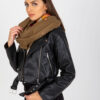 Tmavě béžový viskózový nákrčník s potiskem CIRELLE