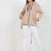 Světle béžová propínací mikina plus size s kapucí – RINELIA