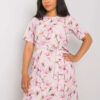 Světle béžové vzorované plus size šaty CELENE