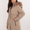 Béžová zimní parka s pružnými lemy – SOLEVA