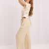 Béžové wide-leg kalhoty z viskózy – LEVELLE