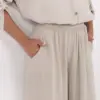 Béžové bavlněné mušelínové kalhoty – EIRISSA