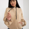 Béžovo-černá basic mikina v oversize střihu – ZELESSA