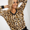 Béžovo-černý velurový komplet s leopardím motivem RUE PARIS – ATHALIA