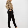 Béžovo-černý velurový komplet s leopardím motivem RUE PARIS – ATHALIA