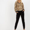 Béžovo-černý velurový komplet s leopardím motivem RUE PARIS – ATHALIA