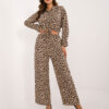 Béžovo-černý leopardí casual komplet s košilí – MELIORA