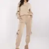 Béžový casual komplet s vázáním – CIRENE