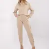 Béžový casual komplet s mikinou s kapucí – BEATRIXA