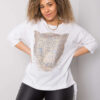 Bílý plus size top HERMELIS s leopardím motivem