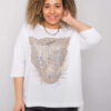 Bílý plus size top HERMELIS s leopardím motivem