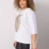 Bílý plus size top HERMELIS s leopardím motivem