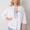 Bílá plus size mikina XARINETTA s kamínky