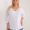 Bílá plus size halenka XENAVETTA se šněrováním