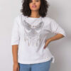 Bílý plus size top DALINETTA s třásňovou aplikací