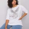Bílý plus size top DALINETTA s třásňovou aplikací