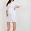 Bílé midi šaty BEATRIX plus size s květinou