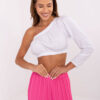 Bílý crop top KENDRIELLE s vázáním na rukávu