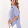 Bílo-tmavě modrá halenka VIVIANE s aplikacemi a nabíranými rukávy