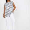 Bílo-šedý pruhovaný plus size top CAMELIANE