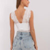 Bílý krajkový crop top KALORETTA
