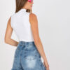 Bílý crop top s roláčkem FIORENELLE