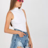 Bílý crop top s roláčkem FIORENELLE