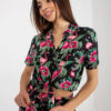Černá květovaná košilová halenka SUBSHIRT