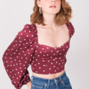 Vínová puntíkovaná crop halenka ORAVENNE