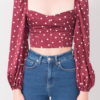Vínová puntíkovaná crop halenka ORAVENNE