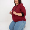 Vínová plus size mikina NOVELLA s tříčtvrtečním rukávem
