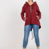 Vínová propínací mikina plus size s náplety – RINELIA