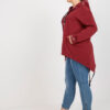 Vínová propínací mikina plus size s náplety – RINELIA