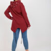 Vínová propínací mikina plus size s náplety – RINELIA