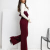 Vínové wide-leg tepláky RUE PARIS – JOVETTA