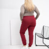 Vínové bavlněné tepláky plus size s úvazem – DELENNA