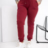 Vínové bavlněné tepláky plus size s úvazem – DELENNA