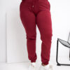 Vínové bavlněné tepláky plus size s úvazem – DELENNA
