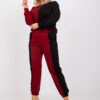Vínovo-černý bavlněný plus size komplet Amishi – ADORA