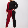 Vínovo-černý bavlněný plus size komplet Amishi – ADORA